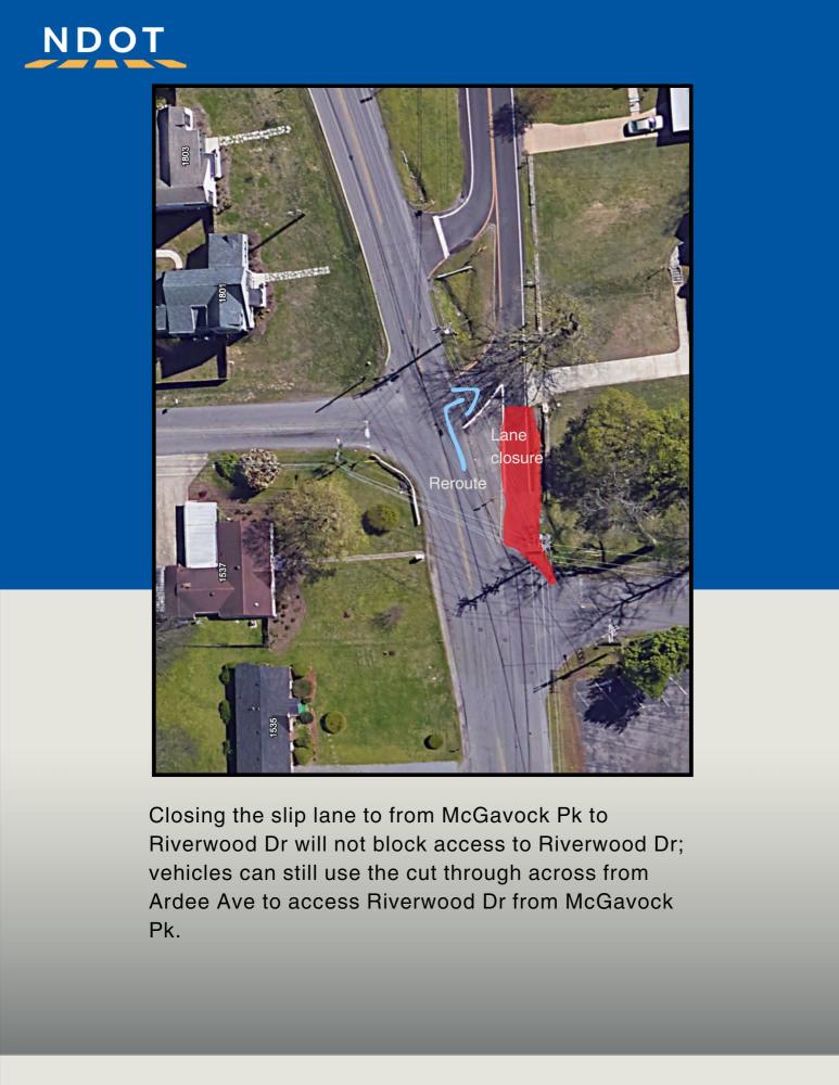 Above: Diagram showing how to access Riverwood Dr